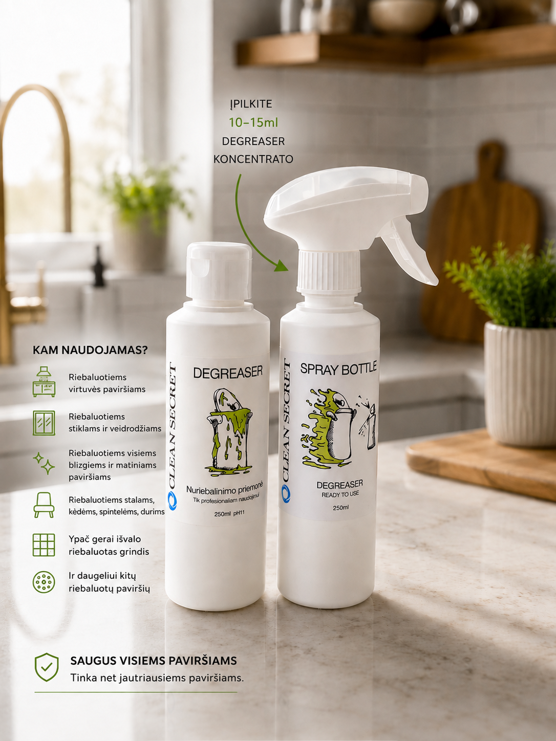 Nuriebalinimo priemonė DEGREASER, 250 ml