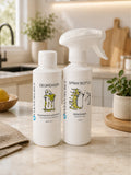 Nuriebalinimo priemonė DEGREASER, 250ml su CLEAN SECRET tuščiu buteliuku, skirtu DEGREASER koncentratui paruošti naudojimui