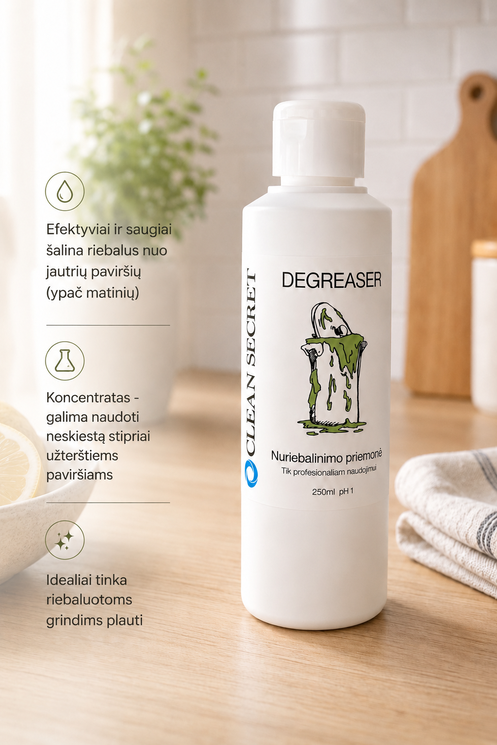 Nuriebalinimo priemonė DEGREASER, 250 ml